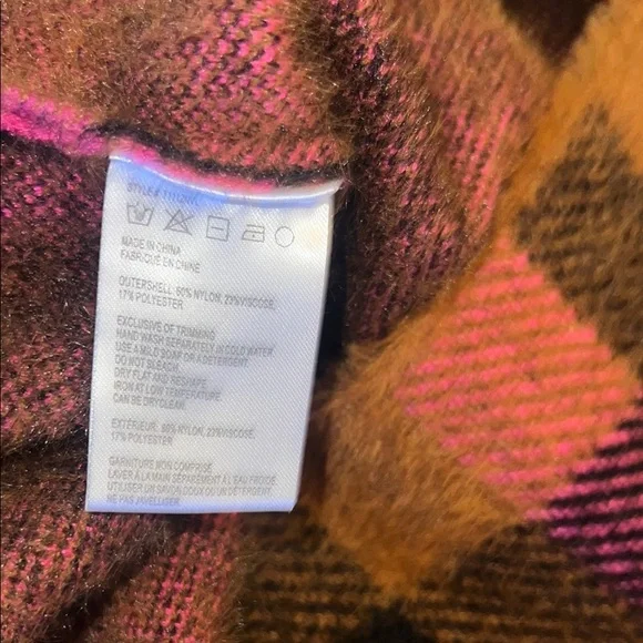 NVLT Pink and Brown plaid double breasted warm plush coat - Picture 7 of 7